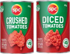 SPC-Diced-or-Crushed-Tomatoes-400-410g-Selected-Varieties on sale