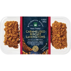 Woolworths-Caramelised-Biscuit-Lamingtons-Pk-4 on sale