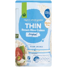 Woolworths-Corn-or-Brown-Rice-Cakes-150g on sale
