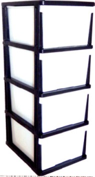 Mega+4+Drawer+Plastic+Cabinet+Black+%26amp%3B+White
