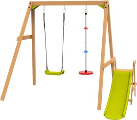 Backyard+Blitz+Wooden+Swing+Set+with+Slide