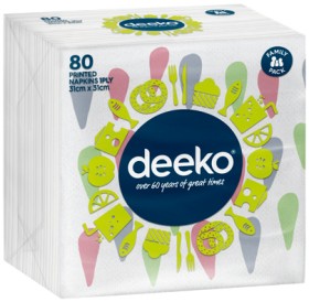 Deeko-Printed-Napkins-1-Ply-80-Pack on sale