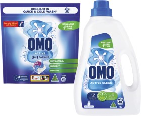 Omo-Laundry-Liquid-2-Litre-or-Capsules-28-Pack on sale