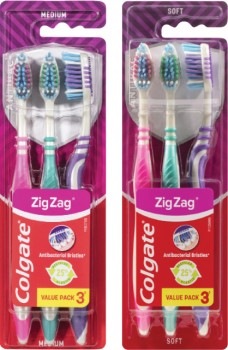 Colgate-Zig-Zag-Flex-Medium-or-Soft-Toothbrush-3-Pack on sale