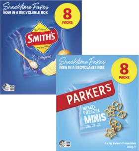 Smith%26%23039%3Bs+Crinkle+Cut+Chips+or+Parker%26%23039%3Bs+Pretzels+8+Pack+152g-200g