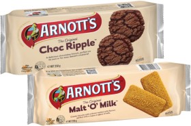 Arnotts-Malt-O-Milk-or-Choc-Ripple-Biscuits-250g on sale