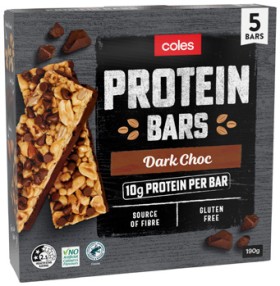 Coles-Dark-Choc-Protein-Bars-5-Pack-190g on sale