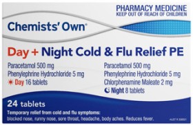 Chemists-Own-Day-Night-Cold-Flu-Relief-PE-24-Tablets on sale