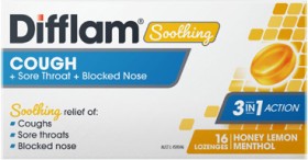 Difflam-Soothing-Cough-Sore-Throat-Blocked-Nose-Honey-Lemon-Menthol-Flavour-16-Lozenges on sale
