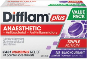 Difflam-Plus-Anaesthetic-Blackcurrant-Flavour-Value-Pack-32-Lozenges on sale