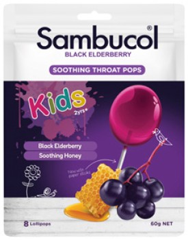 Sambucol-Kids-Soothing-Throat-Pops-8-Pack on sale