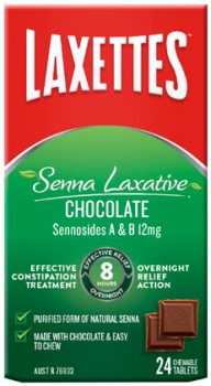 Laxettes-Senna-Laxative-Chocolate-Squares-24-Chewable-Tablets on sale