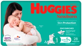 Huggies-Newborn-Nappies-Size-1-28-Pack on sale