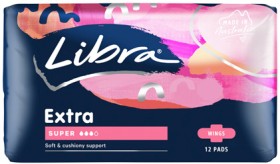 Libra-Extra-Pads-Super-With-Wings-12-Pack on sale