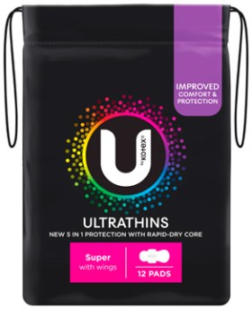 U-By-Kotex-Ultrathins-Pads-Super-With-Wings-12-Pack on sale