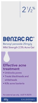 Benzac+AC+Mild+Strength+2.5%25+Acne+Gel+60g