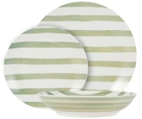 12+Piece+Green+Stripe+Dinner+Set