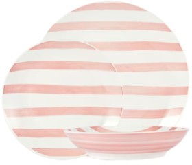 Pink+Stripe+12+Piece+Dinner+Set