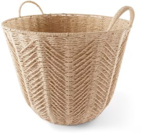 Round+Herringbone+Paper+Rope+Basket+-+Natural