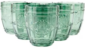 6+Green+Ornate+Tumbler+Glasses