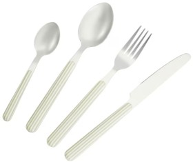 16+Piece+Sage+Stripe+Cutlery+Set