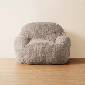 Faux+Fur+Taupe+Expanding+Chair