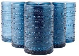 6+Blue+Pearls+Highball+Glasses
