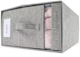 Linen-Look-Large-Bed-Linen-Box-Charcoal on sale