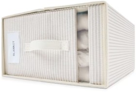 Linen+Look+Striped+Bed+Linen+Box+-+Large%2C+Beige