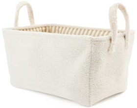 Rectangle-Boucle-Basket-with-Stripe-Liner-White on sale
