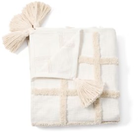 Grid+Tufted+Throw+-+Beige+and+White