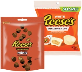 Reeses-Miniatures-120-150g-or-Mini-Bites-120g-Selected-Varieties on sale