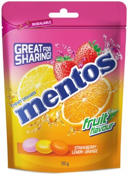 NEW+Mentos+Fruit+Flavour+Share+Bag+150g