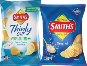 Smith%26rsquo%3Bs+Crinkle+Cut+Chips+150%E2%80%91170g+or+Thinly+Cut+Chips+175g+Selected+Varieties