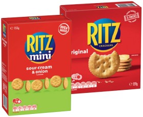 Ritz+Crackers+227g%2C+Mini+155%E2%80%91160g+or+Breakz+250g+Selected+Varieties