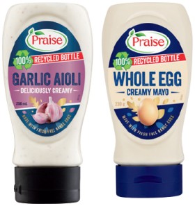 Praise+Aioli%2C+Mayo%2C+Burger+Sauce+or+Whole+Egg+Squeezy+Mayo+230%E2%80%91250g+Selected+Varieties