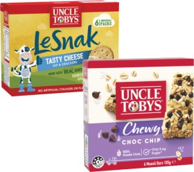 Uncle-Tobys-Muesli-Bars-145g-185g-Roll-Ups-94g-or-Le-Snak-132g on sale