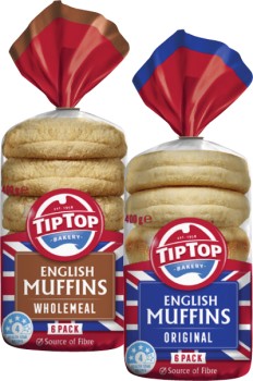 Tip-Top-English-Muffins-6-Pack-360g-400g on sale