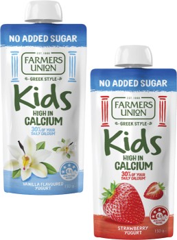 Farmers+Union+Greek+Style+or+No+Added+Sugar+Kids+Yogurt+Pouch+130g