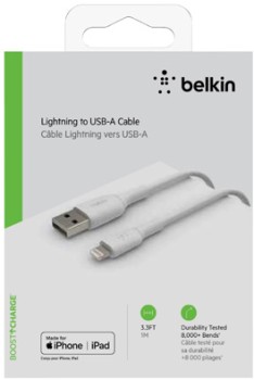 Belkin+Boostcharge+USB-A+Lightning+Cable+White