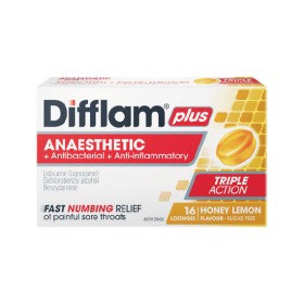 Difflam+Plus+Anaesthetic+Honey+Lemon+Lozenges+Pk+16%7E