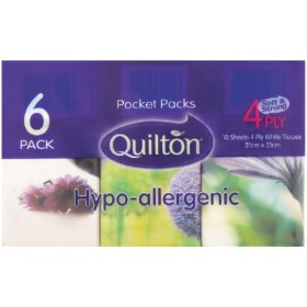 Quilton+Pocket+Packs+Hypo-allergenic+4+Ply+Tissues+Pk+6