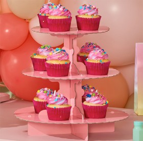 Cup+Cake+Stand+Pink+3+Tier+30cm+Ea