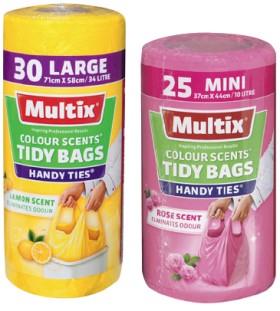 Multix+Colour+Scents+Handy+Ties+Tidy+Bags+Large+30+Pack+or+Rose+Scent+Mini+25+Pack+Selected+Varieties
