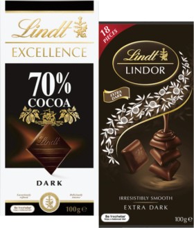 Lindt-Excellence-or-Lindor-Block-Chocolate-80g-100g on sale