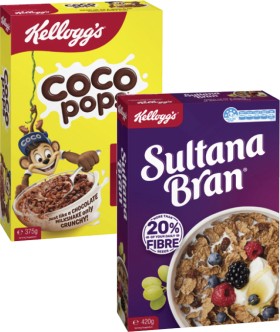 Kelloggs-Coco-Pops-375g-Just-Right-460g-or-Sultana-Bran-Cereal-420g on sale