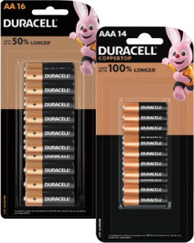 Duracell+Coppertop+Batteries+AA+16+Pack+or+AAA+14+Pack