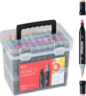 Born-Dual-Tip-Graphic-Design-Markers-60-Pack on sale
