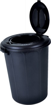 130+Litre+Outdoor+Bin+Black+with+Double+Lid