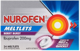 Nurofen+Meltlets+Ibuprofen+Pain+Relief+Berry+Burst+24+Tablets